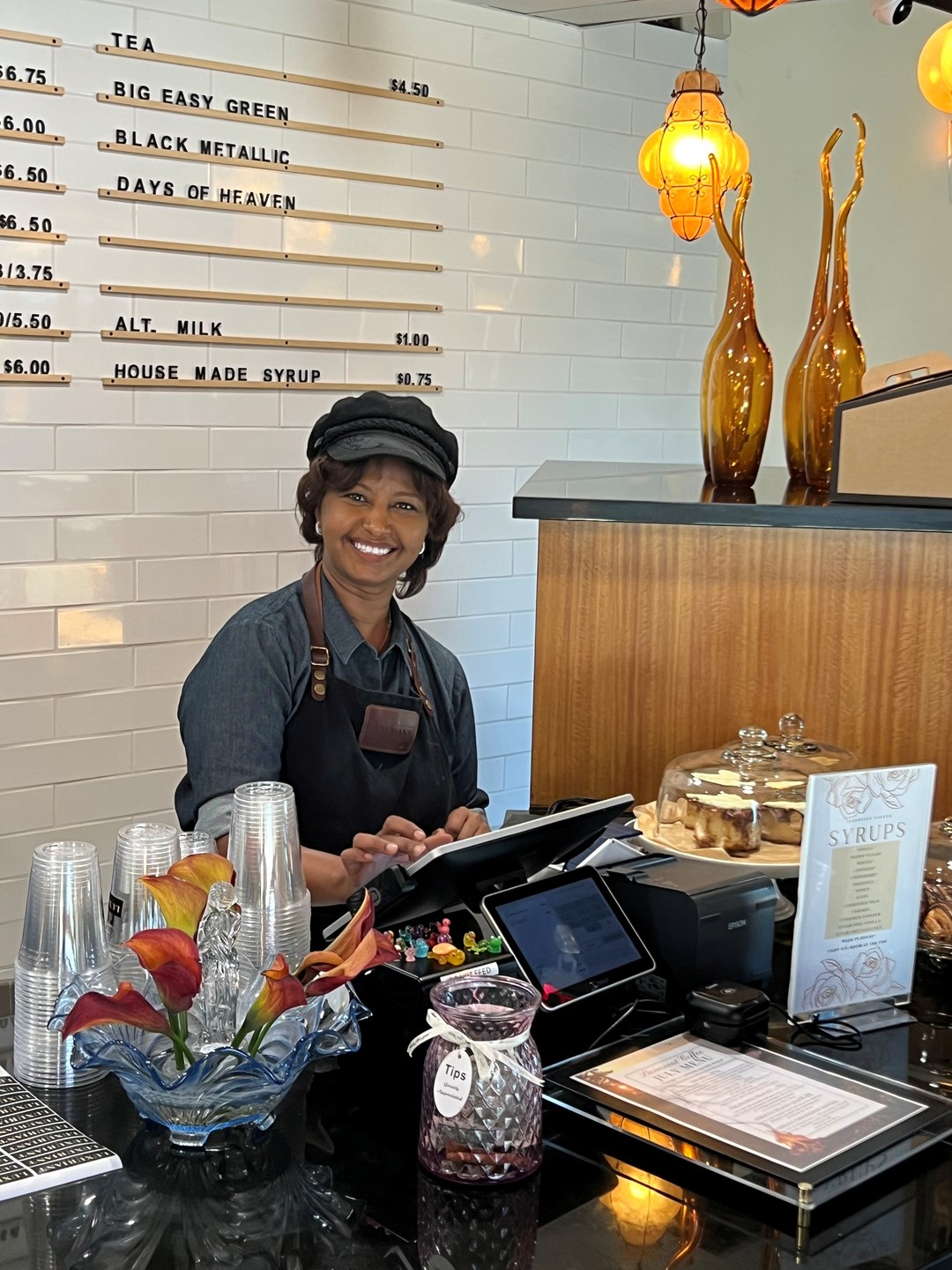 Martha Worku behind the counter at Luxurient Café